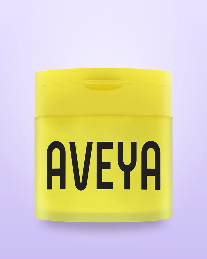 The yellow AVEYA jar of 100 toner pads